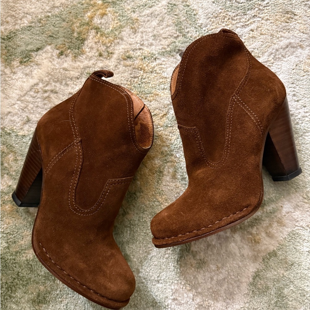 Frye Brown Suede Heeled Boots Size 7